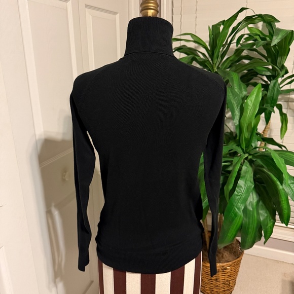 Zara Knit Turtleneck Shirt M Black Sweater Womens Long Sleeve Cotton Blend - Picture 2 of 8